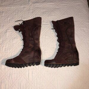 Sorel Leather Wedged Knee High Boots, Size 9.5